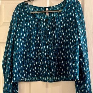 Mudd Blue Patterned Women's Top Size L
